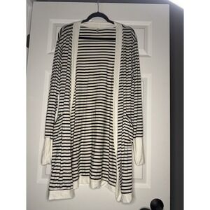 Magic Fit Lightweight Striped Open Front Cardigan Xl White Black